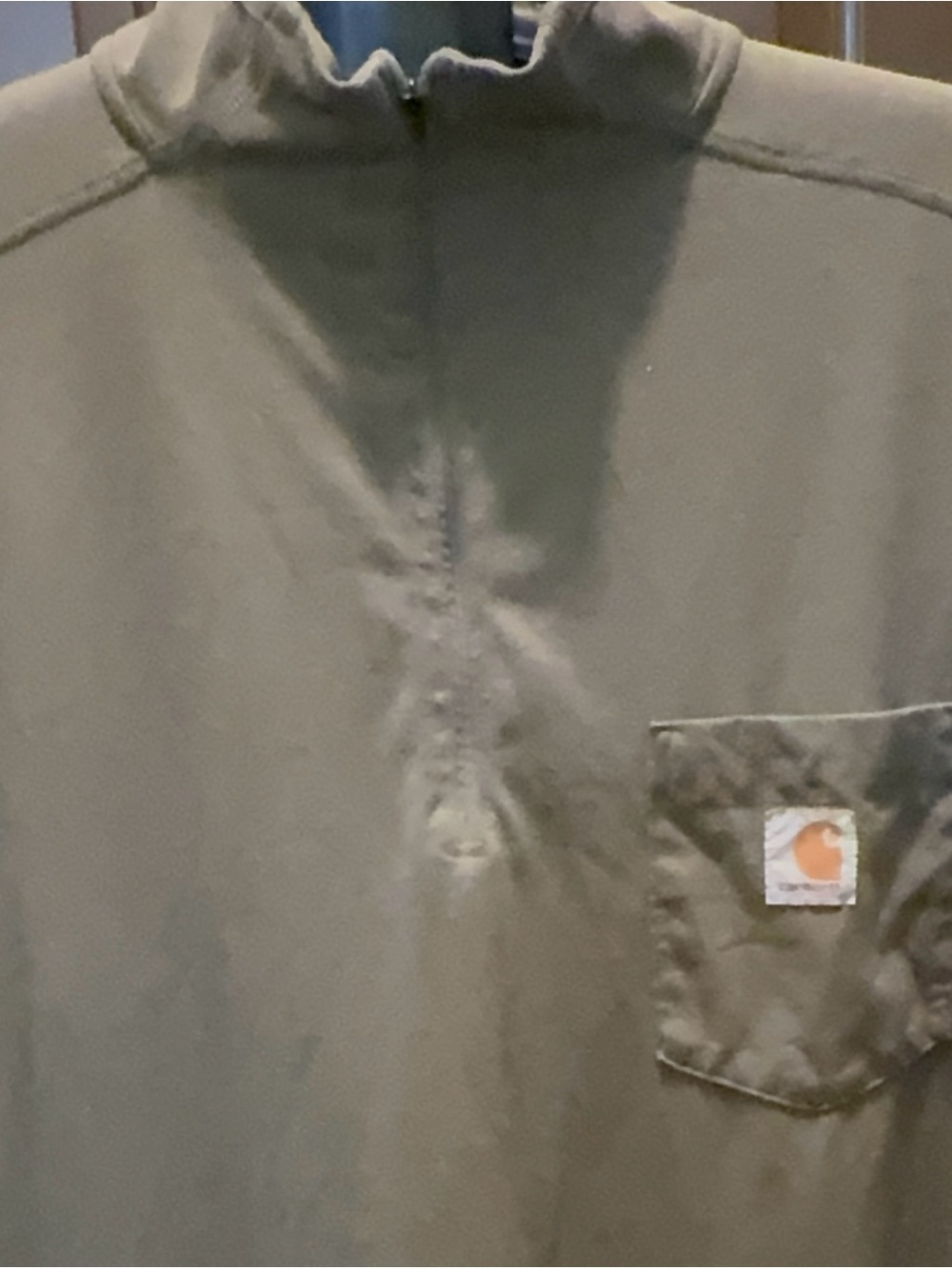 Carhartt Olive GreenLong Sleeve Quarter-Zip Pocket Work Shirt - Picture 3 of 15